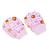 Moms Darling Cott-Pack of 6 Pairs | Cotton Gloves with Gentle Elastic for Baby 0 to 6 Months| New Born Baby Products. Multicolor.-thumb1