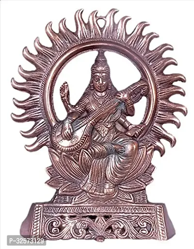 Jy Goddess Saraswati Idol Gun Metal Copper Color-thumb0