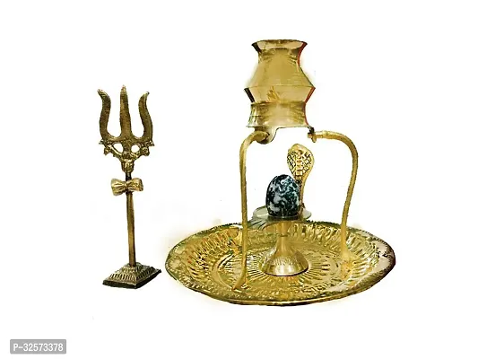 Shivling Om With Brass Jalhari And Brass Tipai Lota And Brass Trishul And Brass Plate-thumb0