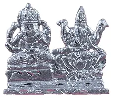 Jy Goddess Laxmi And Lord Ganesha/Ganpati/Ganesh Ji Set God Idol Silver Color-thumb1