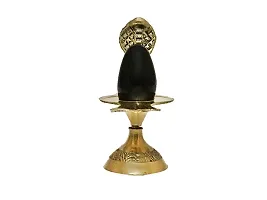 Shivling Black Stone With Brass Jalhari And Brass Tipai Lota And Brass Trishul-thumb2