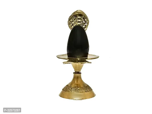 Shivling Black Stone With Brass Jalhari And Brass Tipai Lota And Brass Trishul-thumb3