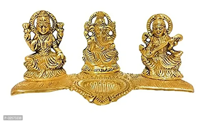 Jy Goddess Laxmi, Lord Ganesha And Goddess Saraswati With Diya (Deepak) God Idol-thumb0