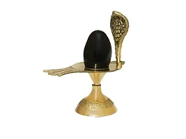 Shivling Black Stone With Brass Jalhari And Brass Tipai Lota And Brass Trishul-thumb1