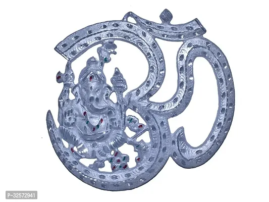 Jy Wall Hanging Om Ganesh Silver Color God Idol