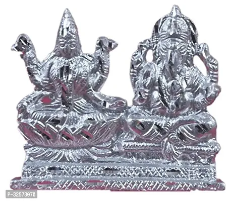 Jy Goddess Laxmi And Lord Ganesha/Ganpati/Ganesh Ji Set God Idol Silver Color