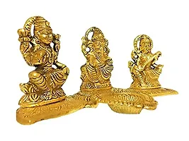 Jy Goddess Laxmi, Lord Ganesha And Goddess Saraswati With Diya (Deepak) God Idol-thumb1