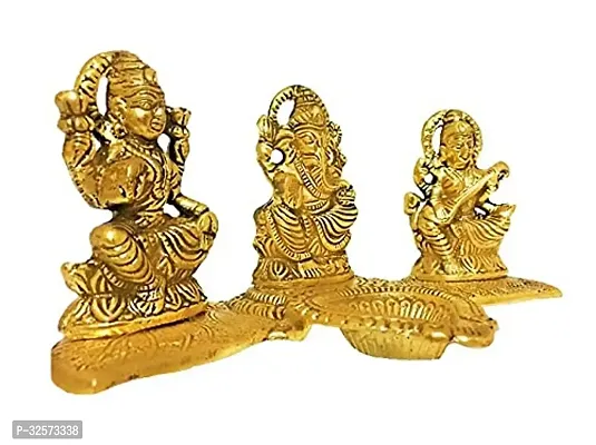 Jy Goddess Laxmi, Lord Ganesha And Goddess Saraswati With Diya (Deepak) God Idol-thumb2