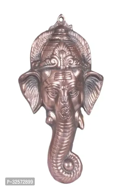 Jy Wall Hanging Ganesh Face Copper Colour Made In Gun Metal God Idol