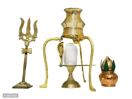 Shivling Sphatik With Brass Jalhari And Brass Tipai Lota And Brass Trishul And Kalash