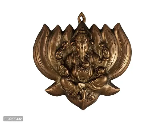 Jy Wall Hanging Ganesh Kamal (Lotus) Gun Metal Copper Colour God Idol-thumb0