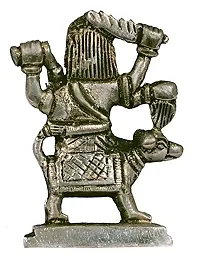 Panchdhatu Brass Bhairav Baba Idol L - 3 Cm X H - 7 Cm X W - 5 Cm, Lite Silver-thumb1