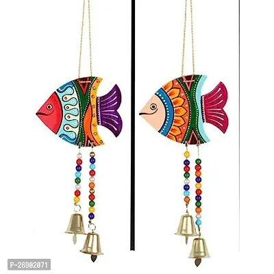 Handmade Hand Emboss Painted Hanging Fish for Garden Balcony Home Office Cafe Decoration