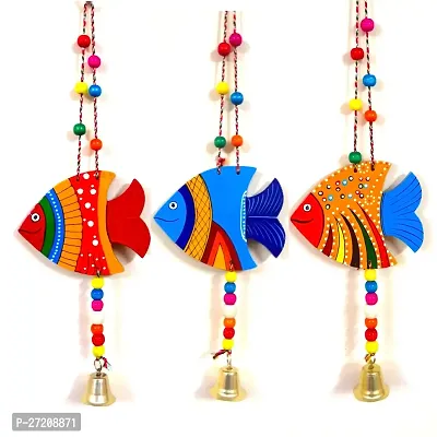 Sohibe Fish Hanging Wall Decor Home Decoration Hand Painted Item for Gift (Pack of 3 Unit)-thumb0