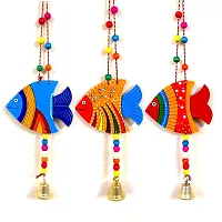 Sohibe Fish Hanging Wall Decor Home Decoration Hand Painted Item for Gift (Pack of 3 Unit)-thumb3