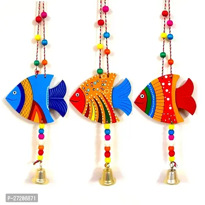 Sohibe Fish Hanging Wall Decor Home Decoration Hand Painted Item for Gift (Pack of 3 Unit)-thumb4
