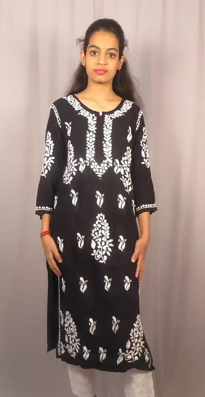 Chikankari modal straight kurti