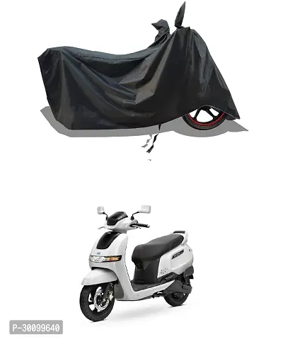 VESMEI - Water-Resistant 2024 Bike Cover for TVS IQUBE and Dust-Proof Premium Polyester Fabric_Black Stripe Large