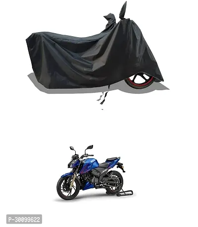 VESMEI - Water-Resistant 2024 Bike Cover for TVS Apache RTR 200 4V and Dust-Proof Premium Polyester Fabric_Black Stripe Large