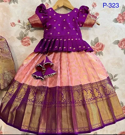 Girls Lehenga Choli Ethnic Wear Self Design Lehenga Choli-thumb0