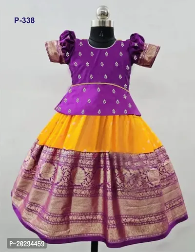 Indi Baby Girls Lehenga Choli Ethnic Wear Self Design Lehenga Choli-thumb2