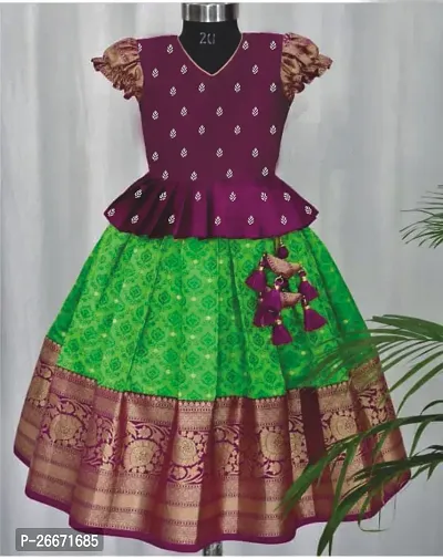 Indi Baby Girls Lehenga Choli Ethnic Wear Self Design Lehenga Choli-thumb0