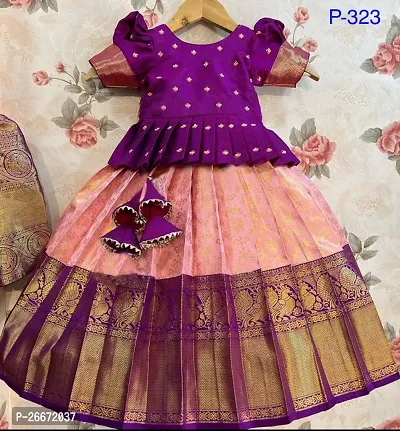 Indi Baby Girls Lehenga Choli Ethnic Wear Self Design Lehenga Choli-thumb0