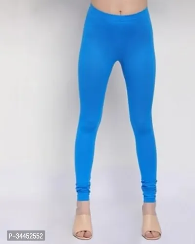 Stylish Blue Cotton Lycra Solid Leggings For Women-thumb0