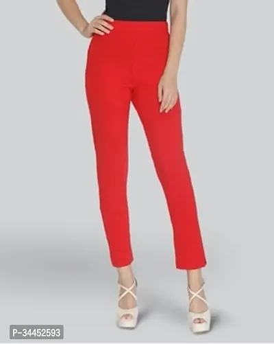 Stylish Red Cotton Lycra Solid Leggings For Women-thumb0