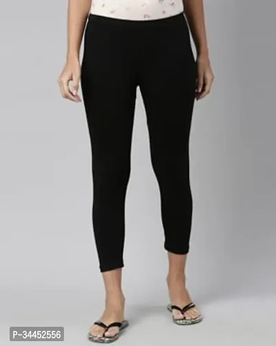 Stylish Black Cotton Lycra Solid Leggings For Women-thumb0