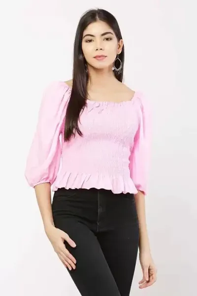 Elegant Crepe Self Design Top For Women