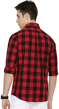 Trend Transfit Men's Checkered Slim fit Casual Shirt (Large, Red)-thumb1