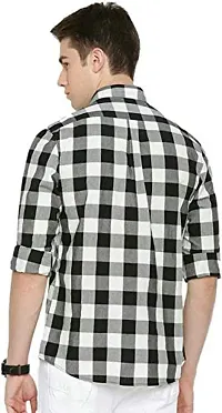 Rehan Men's Checkered Slim fit Casual Shirt (Medium) (White, Large)-thumb1