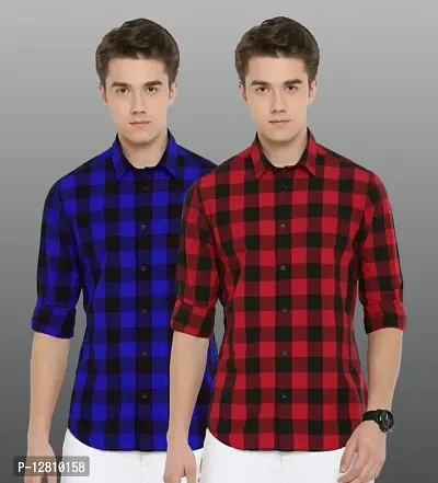 Classic Cotton Checked Casual Shirts for Men, Pack of 2-thumb0