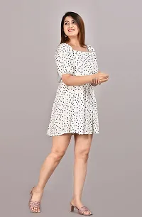 Manojava Designer Polka Printed Bodycon Dress (Small, White)-thumb4