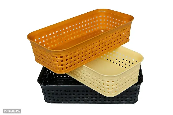 Plastic Multipurpose Desk Organizer Tray Pack Of 3-thumb0