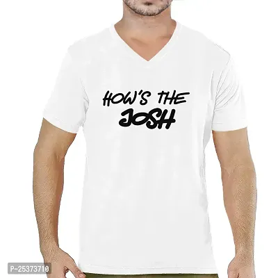 OPLU Men's How's The Josh Cotton Graphic Printed V Neck Half Sleeves Tshirt. Trendy, Trending Tshirts, Offer, Discount, Sale.(Pooplu_White_L)-thumb0