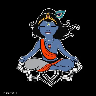Pooplu Men's Regular Fit Krishna Yoga Cotton Graphic Printed V Neck Full Sleeves Multicolour Yoga Tshirt. Yoga, Gym, Exercise, Fitness, Symbol Pootlu Tshirts.(Oplu_Black_X-Small)-thumb3