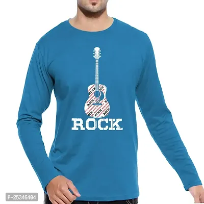 Pooplu Men's Regular Fit Rock Cotton Printed Round Neck Full Sleeves Multicolour Pootlu Tshirt. Tees, Gym, Exercise,Trending, Sound, Music,Guitar Tshirts