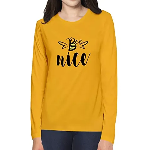 OPLU Graphic Printed Women Tshirt Bee Nice Cotton Printed Round Neck Full Sleeves Multicolour T Shirt. Trending, Stylish, Honey bee Tshirts