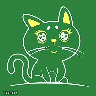 Pooplu Graphic Printed Women Tshirt Cute Cat Cotton Printed V Neck Half Sleeves Animal, Cute Animal Tees and Tshirts (Green_Small)-thumb3