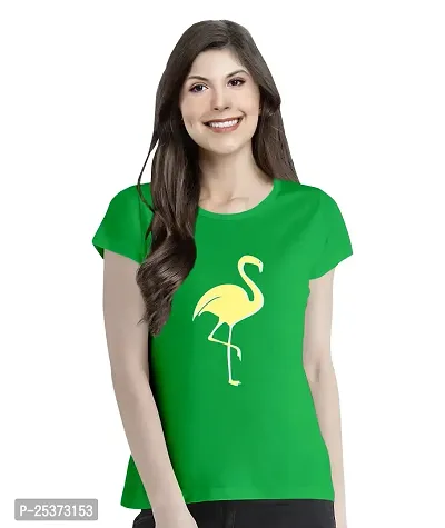 OPLU Graphic Printed Women Tshirt Flamingo Cotton Printed Round Neck Half Sleeves Animal, Cute Animal, Pet Tees and Tshirts