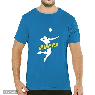 Pooplu Men's Regular Fit Volleyball Champion Cotton Graphic Printed Round Neck Half Sleeves Multicolour Tshirt. Game, Volleyball, Sports Pootlu Tees and Tshirts