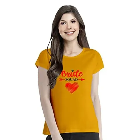 OPLU Graphic Printed Womens Bride Squad Cotton Printed Round Neck Half Sleeves Tshirt. Trendy, Trending Tshirts, Offer, Discount, Sale