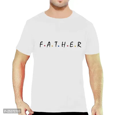 OPLU Men's Father Text Cotton Graphic Printed Round Neck Half Sleeves Tshirt. Trendy, Trending Tshirts, Offer, Discount, Sale.(Pooplu_White_M)