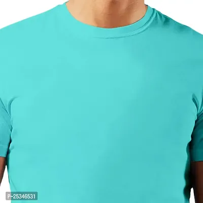 Pooplu Men's Regular Fit Premium Plain 100% Cotton Round Neck Half Sleeves Multicolour Pootlu T Shirt. Casual, Stylish, Trending, Symbol Tshirts.(Oplu_LightBlue_3X-Large)-thumb2