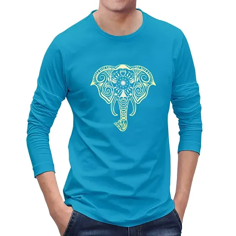 OPLU Men's Regular Fit Mandala Elephant Design Cotton Graphic Printed Round Neck Full Sleeves Multicolour T Shirt. Trending, Mandala, Pootlu, Mandala Art Tshirts
