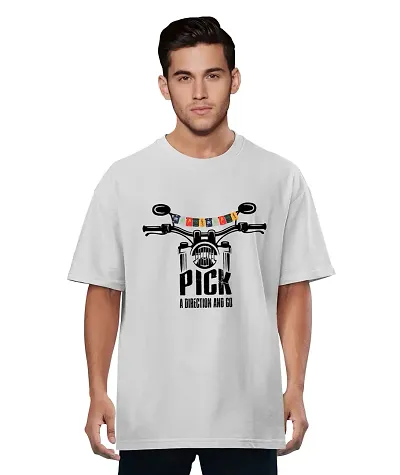 OPLU Men's Oversized Pick A Direction and Go Graphic Printed Round Neck Multicolour T-Shirts. 100% Cotton, Loose Tshirt, Drop Shoulder, Pootlu, Casual, Graphic Printed T-Shirts