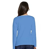 OPLU Graphic Printed Womens Good Vibes only Cotton Printed V Neck Full Sleeves Tshirt. Trendy, Trending Tshirts, Offer, Discount, Sale, (Blue_3XL)-thumb1