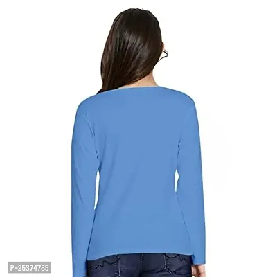 OPLU Graphic Printed Womens Good Vibes only Cotton Printed V Neck Full Sleeves Tshirt. Trendy, Trending Tshirts, Offer, Discount, Sale, (Blue_3XL)-thumb2